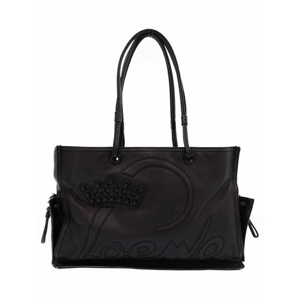 Loewe Studded Tote Crossbody Bag Leather Black